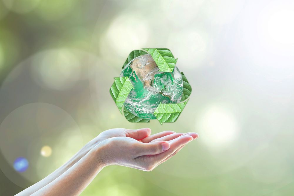 A Person Is Holding A Recycling Symbol In Their Hands — Green Solutions Qld Pty Ltd in Mulara, QLD