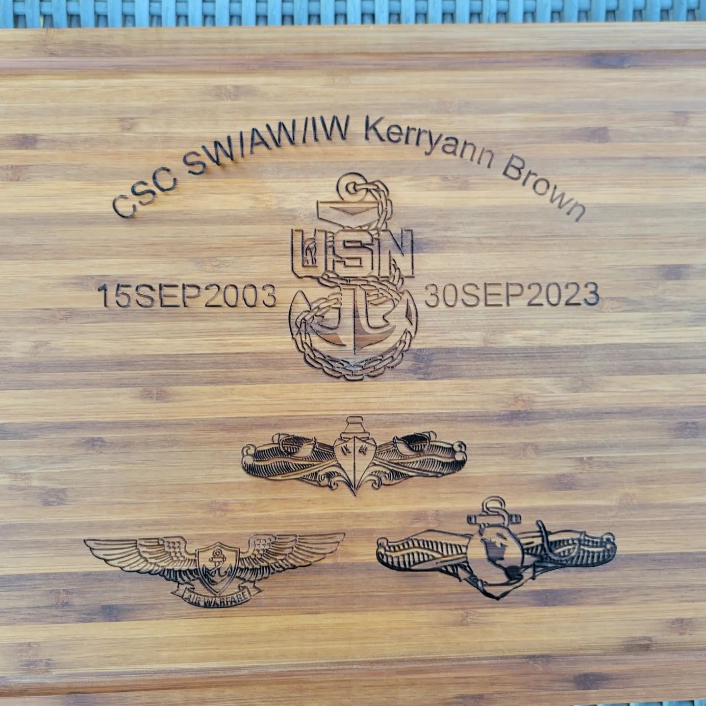 9 x 6 acacia cutting board with custom engraving