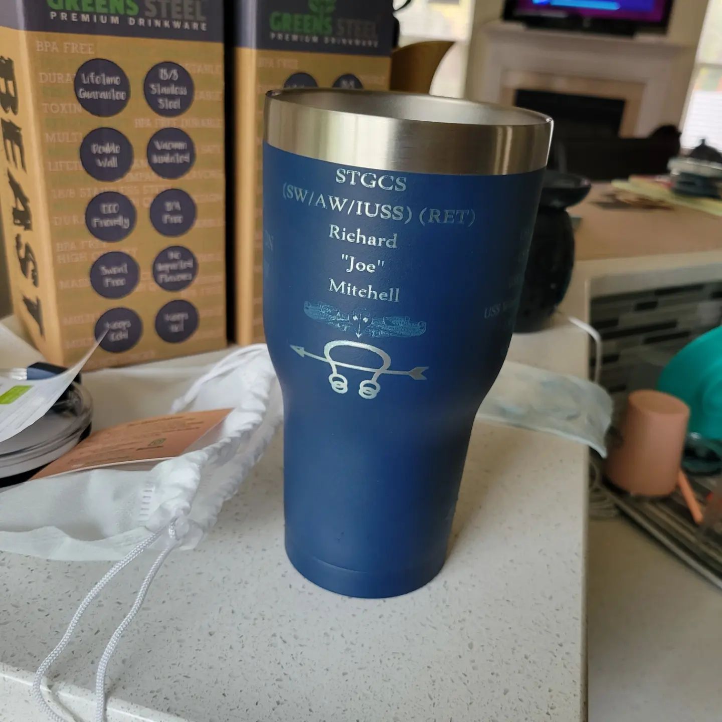 40 oz stainless-steel water bottle or cup in your chosen color with custom engraving