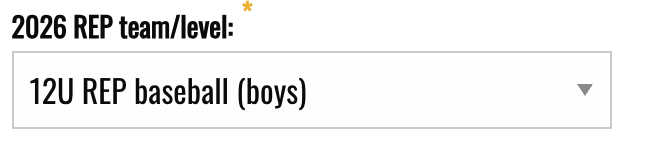 A dropdown form field labeled
