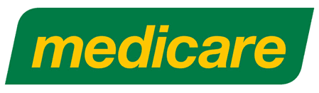 A green and yellow Medicare logo on a white background