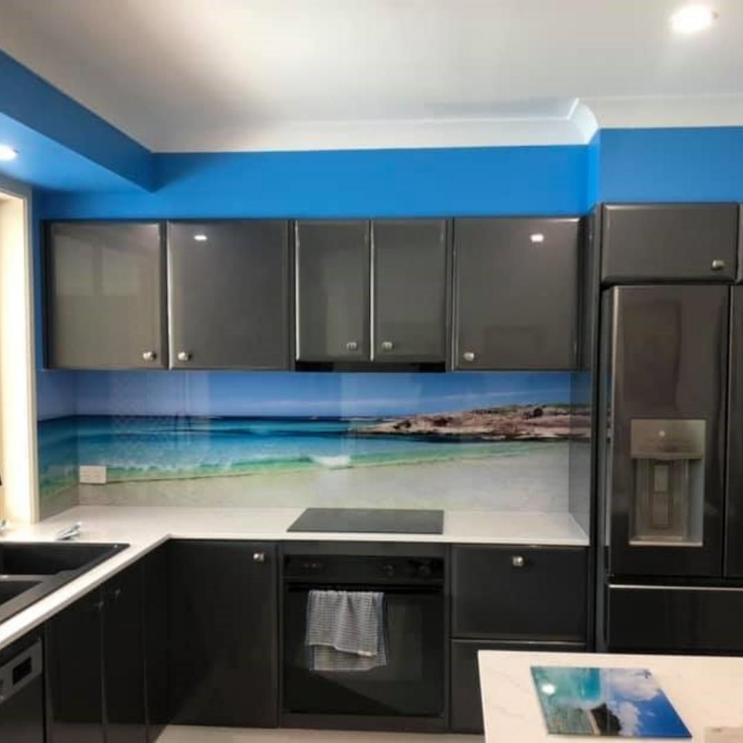 A Kitchen With a Picture of a Beach on the Wall — DecoGlaze in Sutherland, NSW
