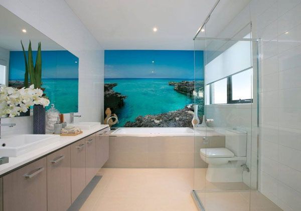 A Bathroom With a Picture of the Ocean on the Wall — DecoGlaze in Minchinbury, NSW