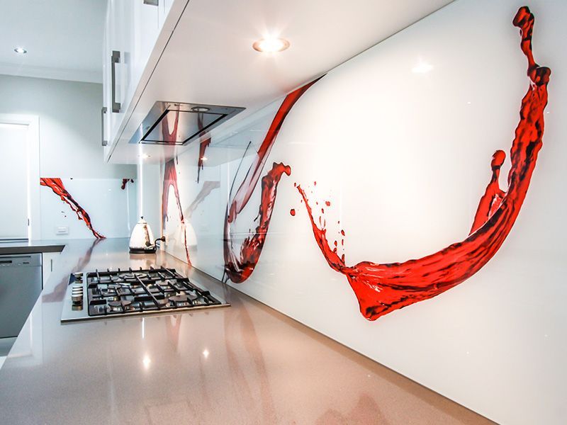 A Kitchen With a Splash of Red Liquid on the Wall — DecoGlaze in Minchinbury, NSW