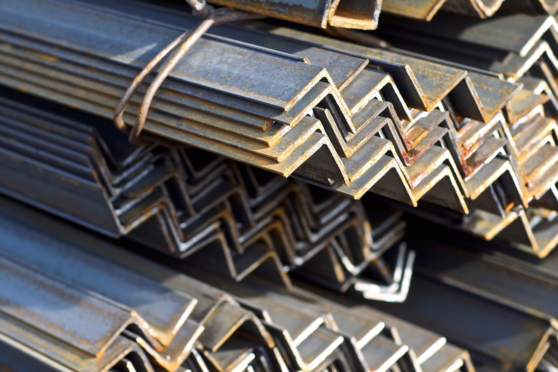 Stack of angled steel Z bars for sub girts.