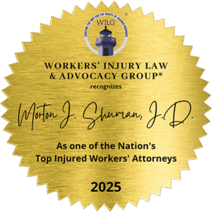 Gold seal: Workers' Injury Law & Advocacy Group recognizes Morton J. Sharman, J.D. as a top injured workers' attorney; 2025.