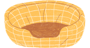 Yellow and brown dog bed.