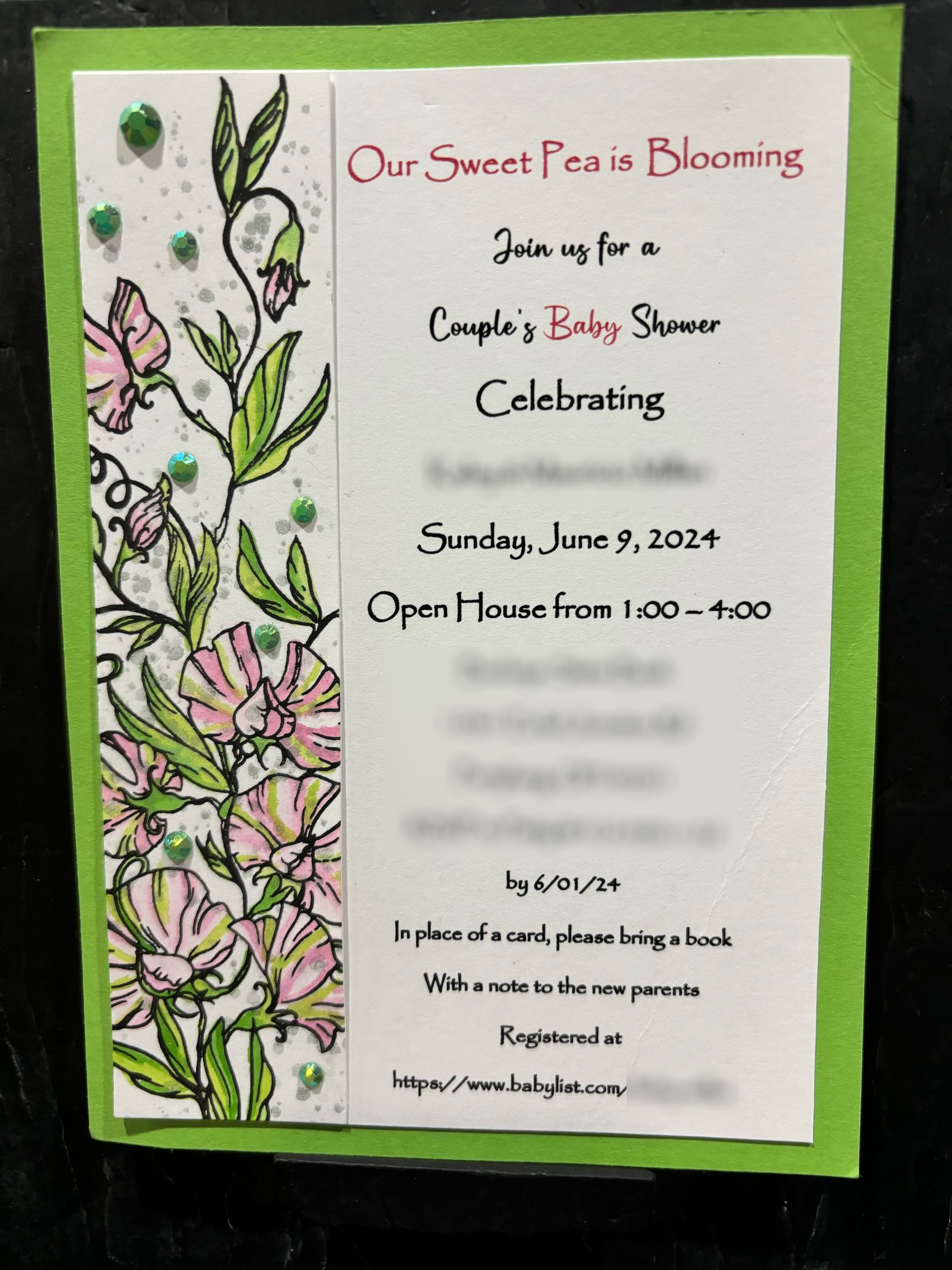 Baby Shower Invitation, Handmade invitation by Color Art by Nappy