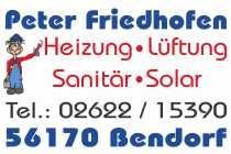 A logo for peter friedhofen heizung luftung sanitär solar
