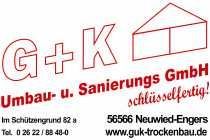 A logo for a company called g + k umbau-u. sanierungs gmbh.