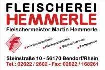 A poster for a butcher shop called fleischerei hemmerle.