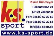 Ein Logo für KS Sport mit einer Telefonnummer und E-Mail-Adresse.