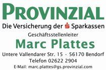 Ein grün-weißes Schild mit dem Namen Marc Plattes darauf.