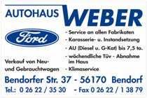 Eine blau-weiße Werbung für ein Ford-Autohaus.
