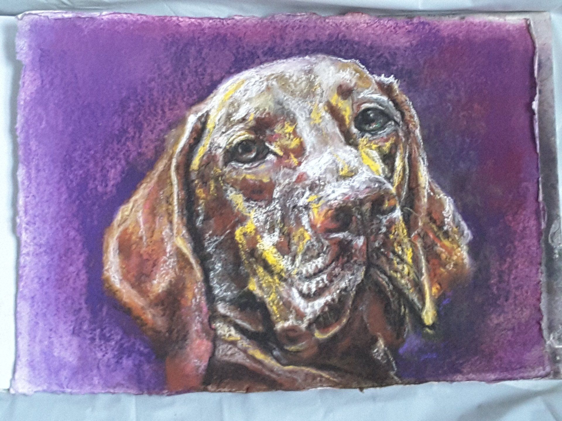 pastel work of dog on paper