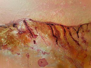 large visceral painting depicting a bleed