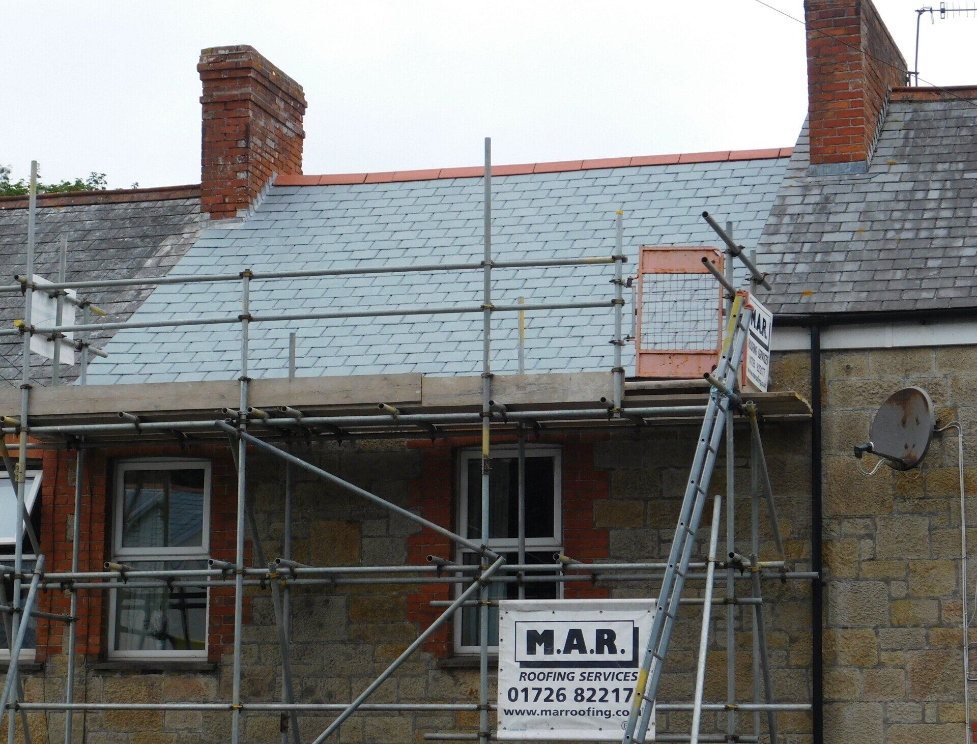 Thermal renovations, terraced house reroof, lead chimneys, shared chimney roofing works