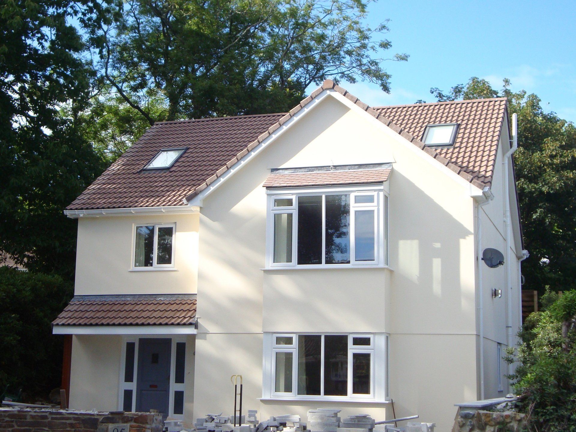 New Dwelling reroof, concrete tiles, velux windows tile roof, tile dormer window, brown tiles, south west cornwall roofing