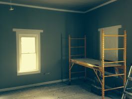 There is a scaffolding in the middle of the room.