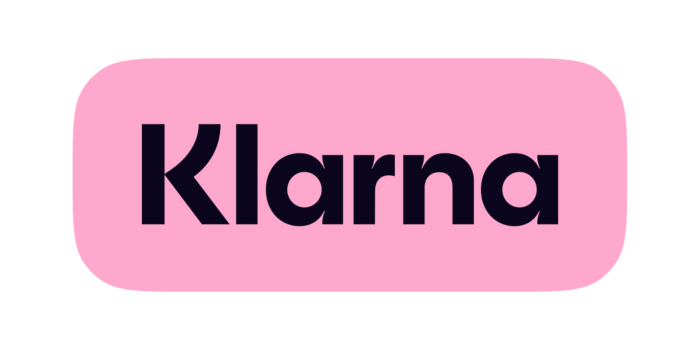 Klarna-logo op een roze afgeronde rechthoek. Zwarte tekst: Klarna.