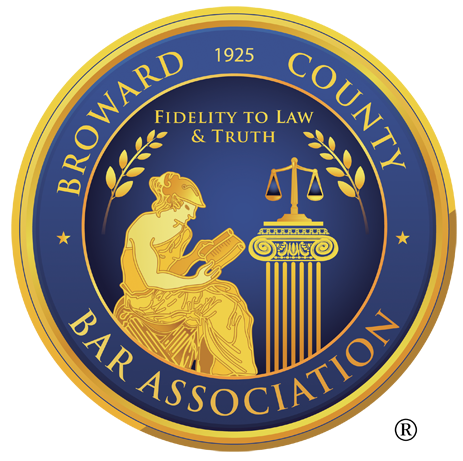 The logo for the broward county bar association