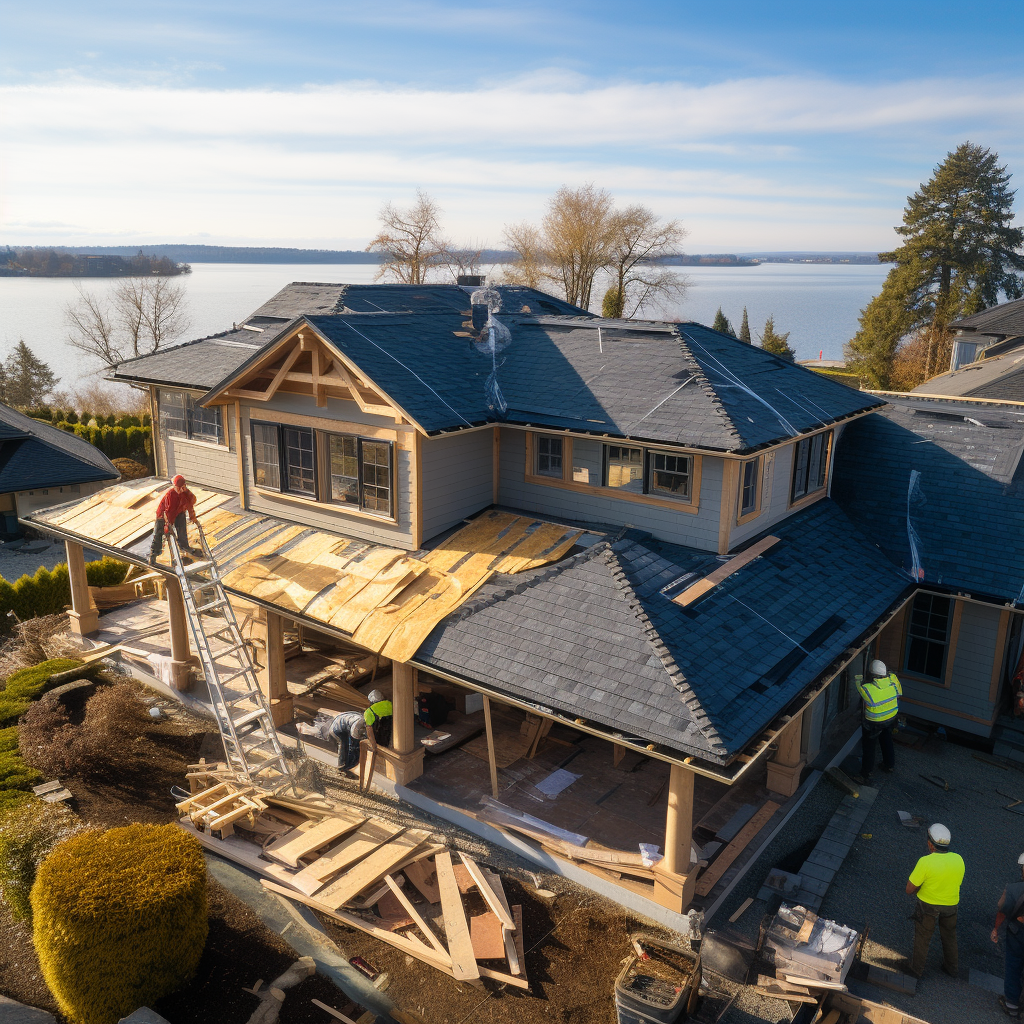 Before and after of a Victoria residential roof replacement by Royal Roofing