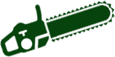 Green chainsaw icon.