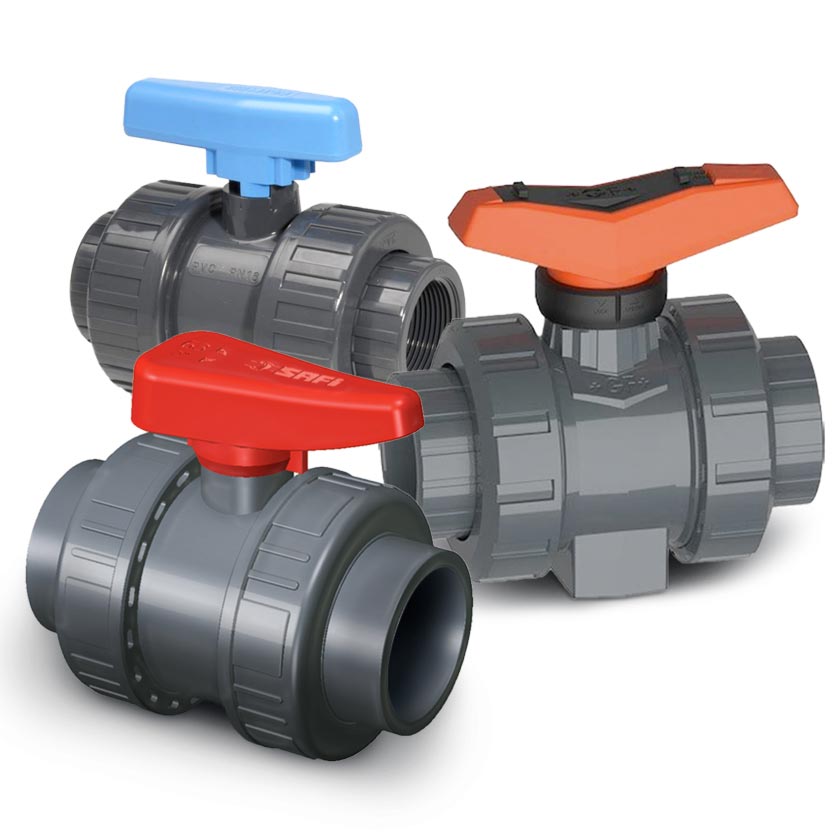 UPVC Plastic Ball Valves for controlling flow in pressure pipe systems