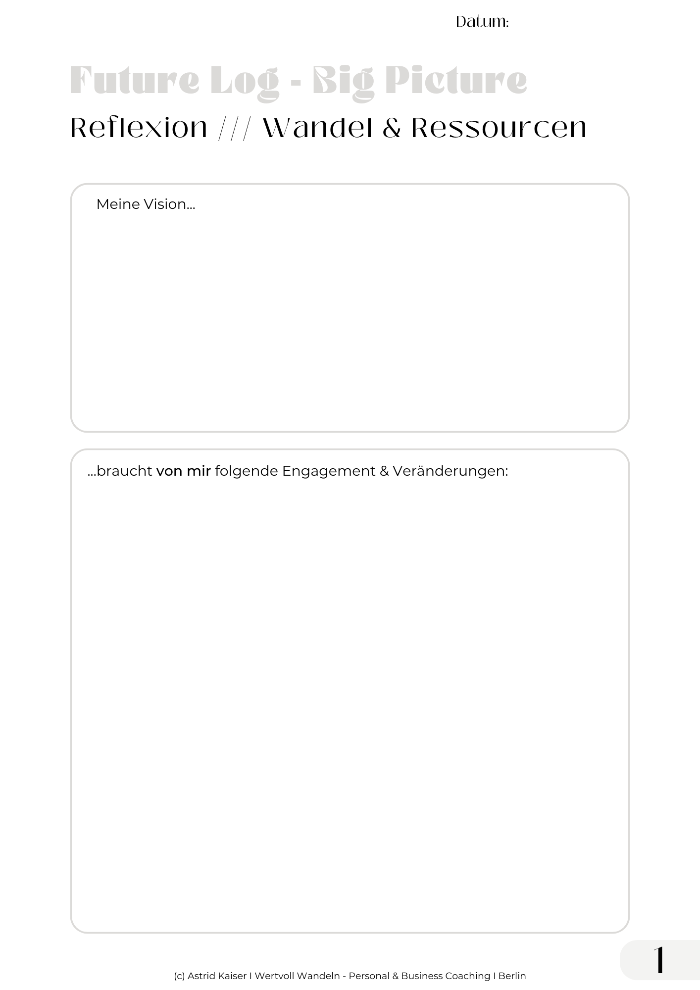Astrid Kaiser Life und Business Coaching - Journalingsvorlagen