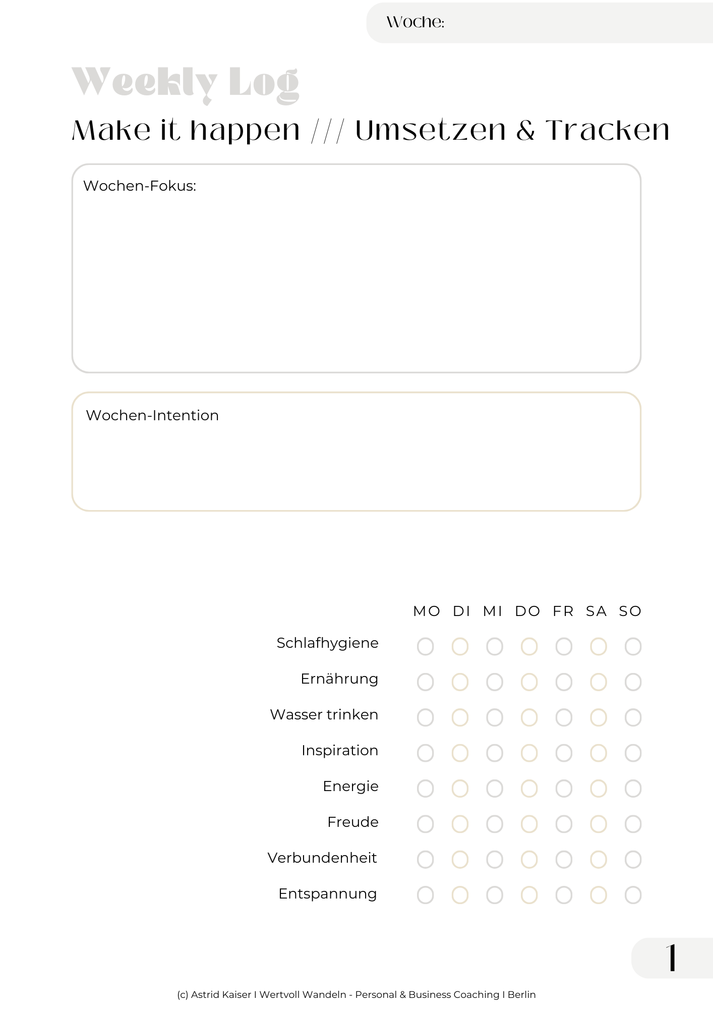 Astrid Kaiser Life und Business Coaching - Journalingsvorlagen