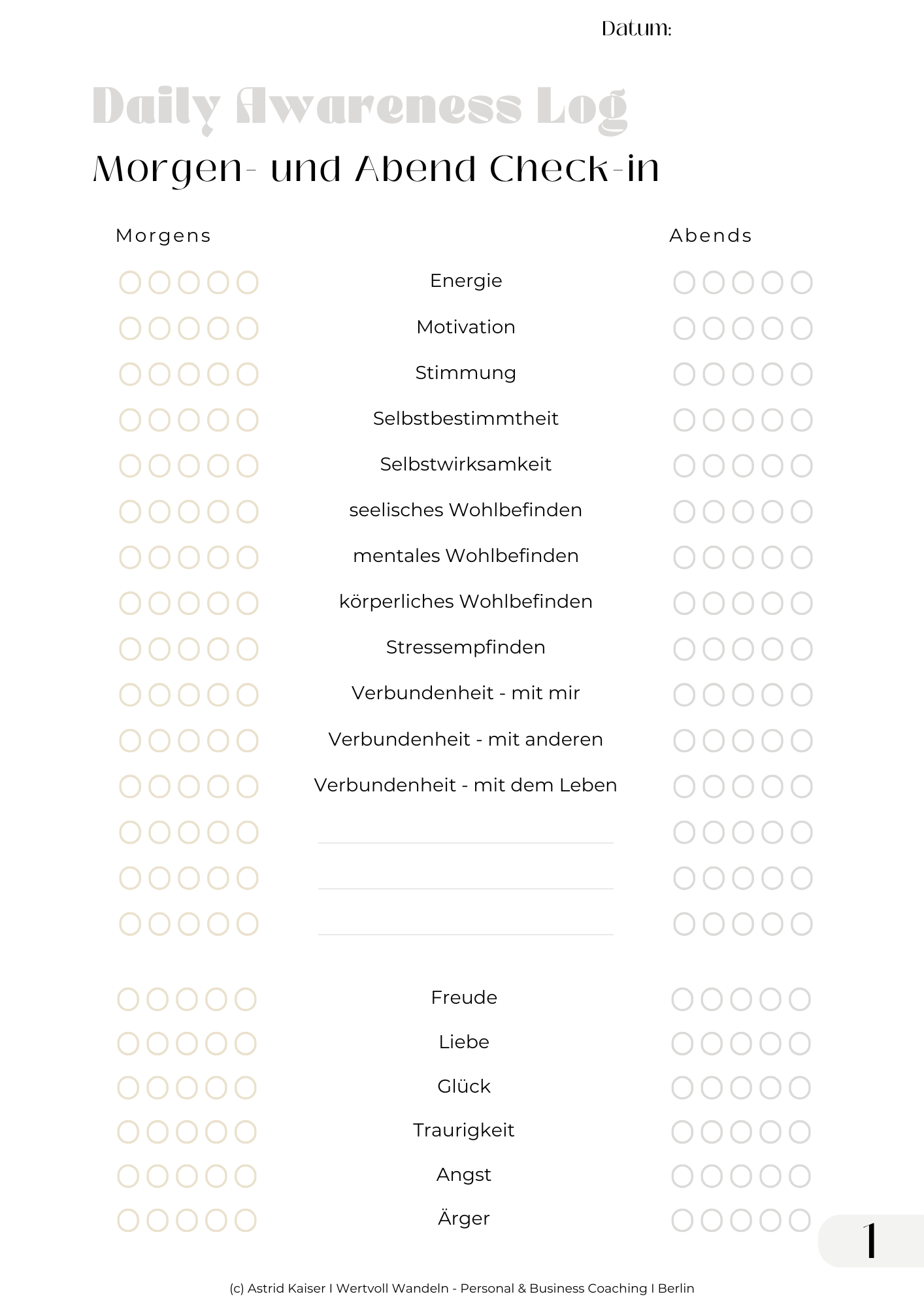 Astrid Kaiser Life und Business Coaching - Journalingsvorlagen
