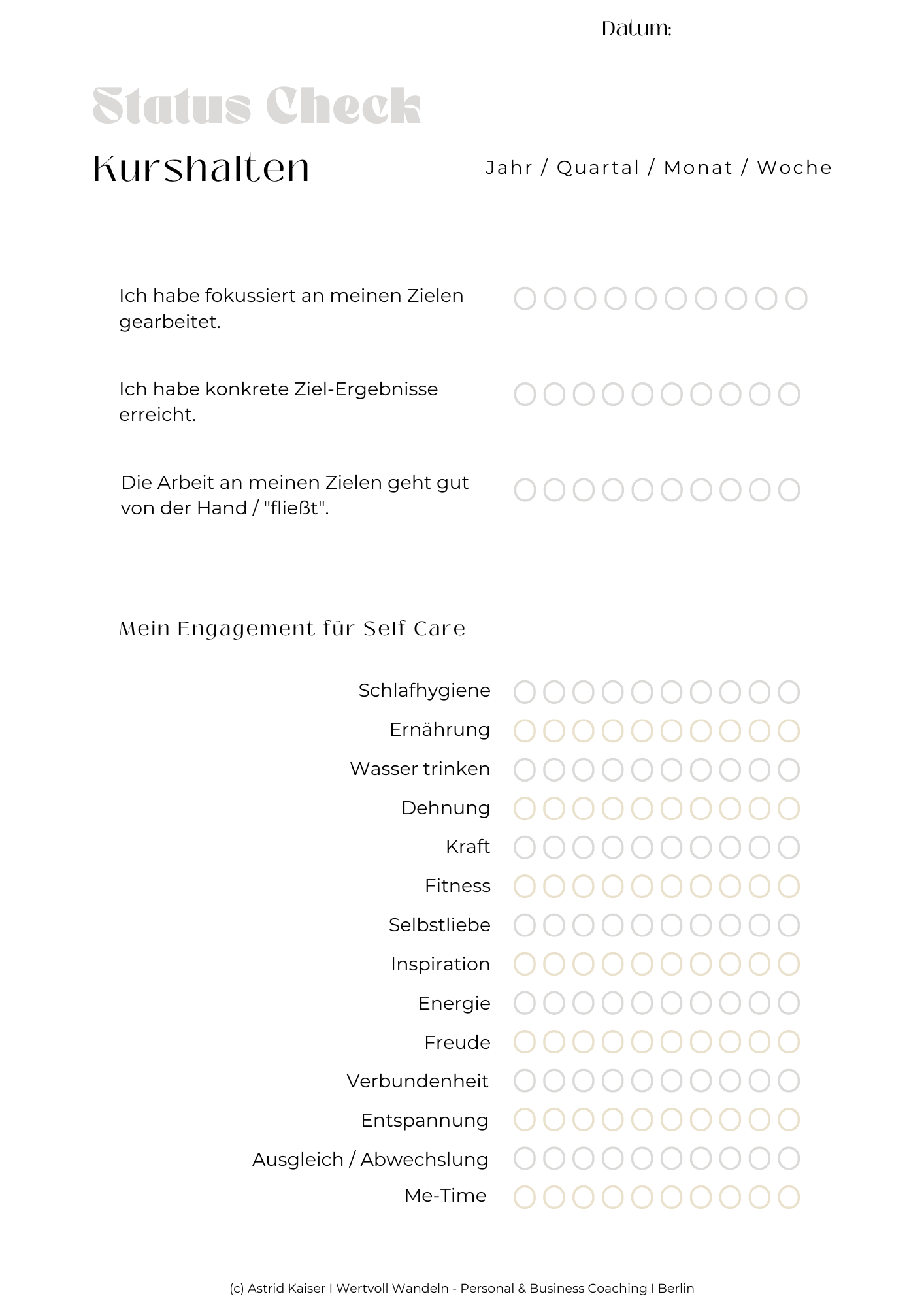 Astrid Kaiser Life und Business Coaching - Journalingsvorlagen