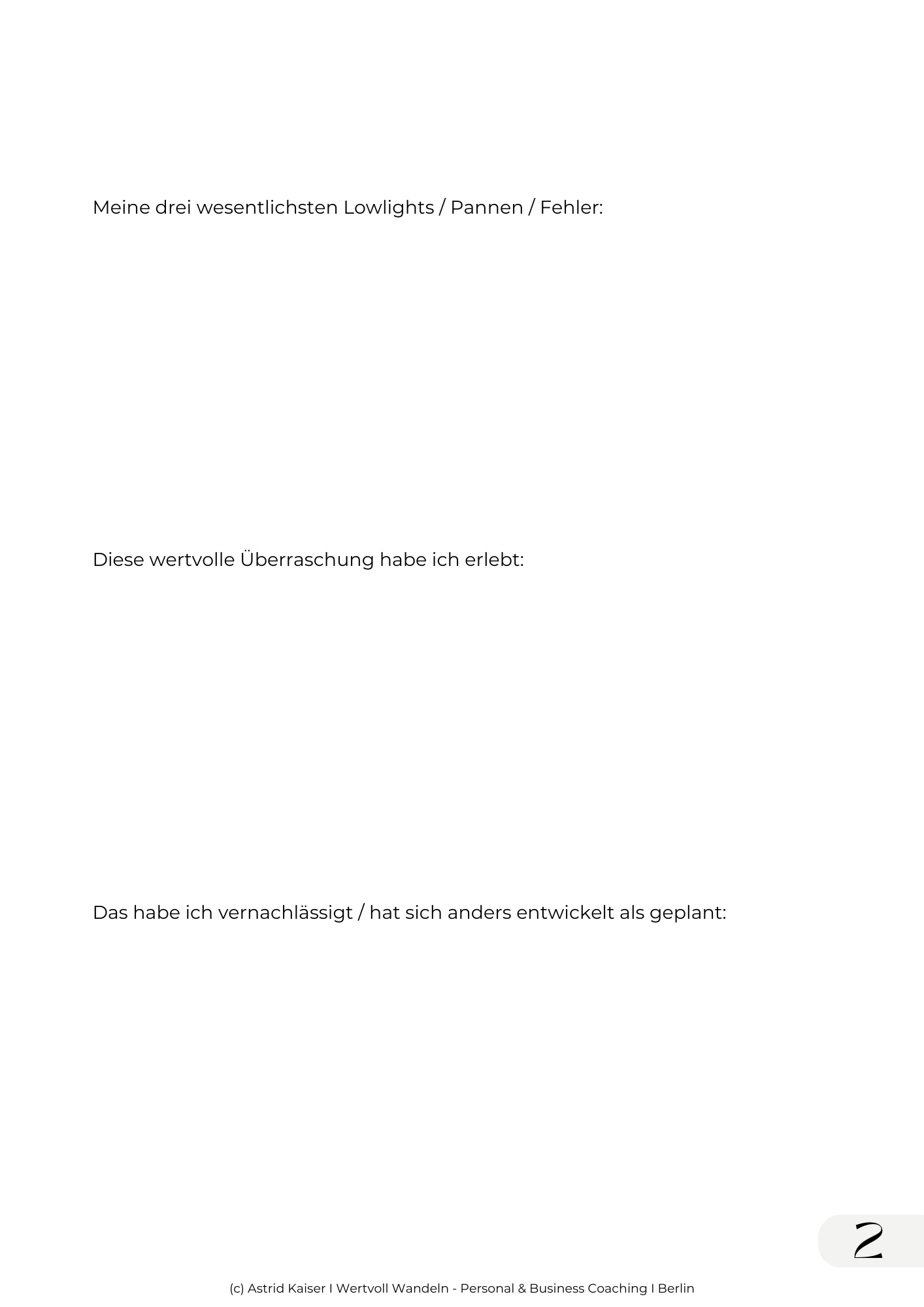 Astrid Kaiser Life und Business Coaching - Journalingsvorlagen