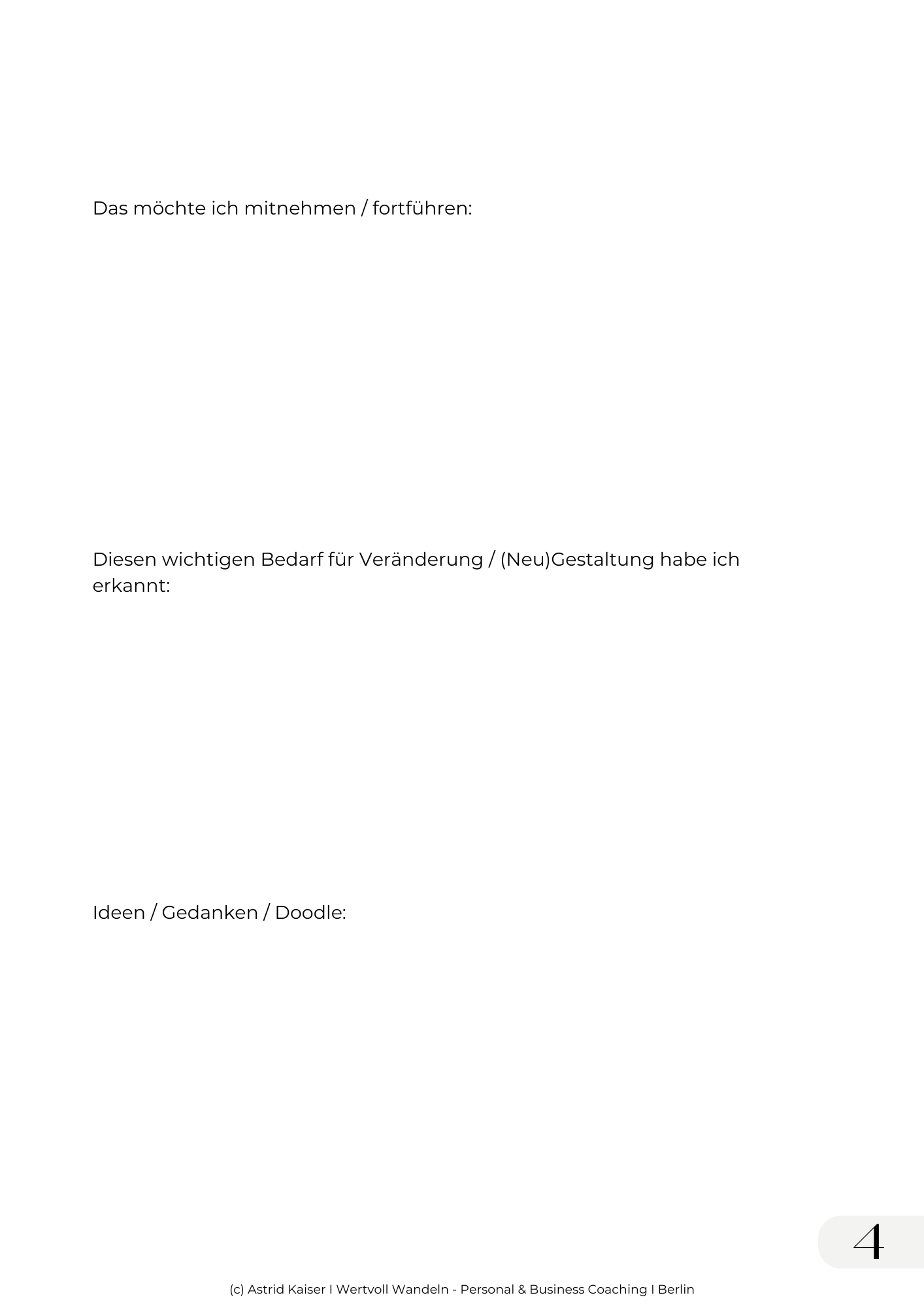 Astrid Kaiser Life und Business Coaching - Journalingsvorlagen