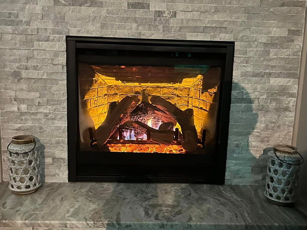 Fire place with a brick faciade