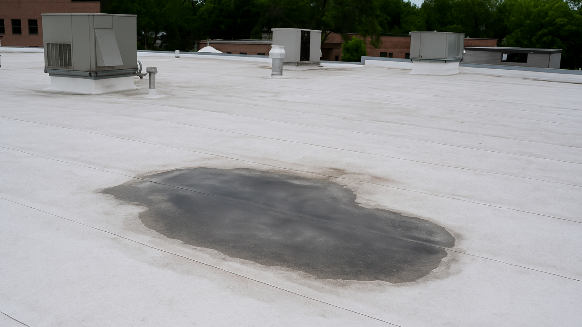 A white roof with a hole in the middle of it