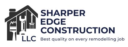 Logo for Sharper Edge Construction LLC showing a house silhouette containing a paintbrush, wrench, and screwdriver.