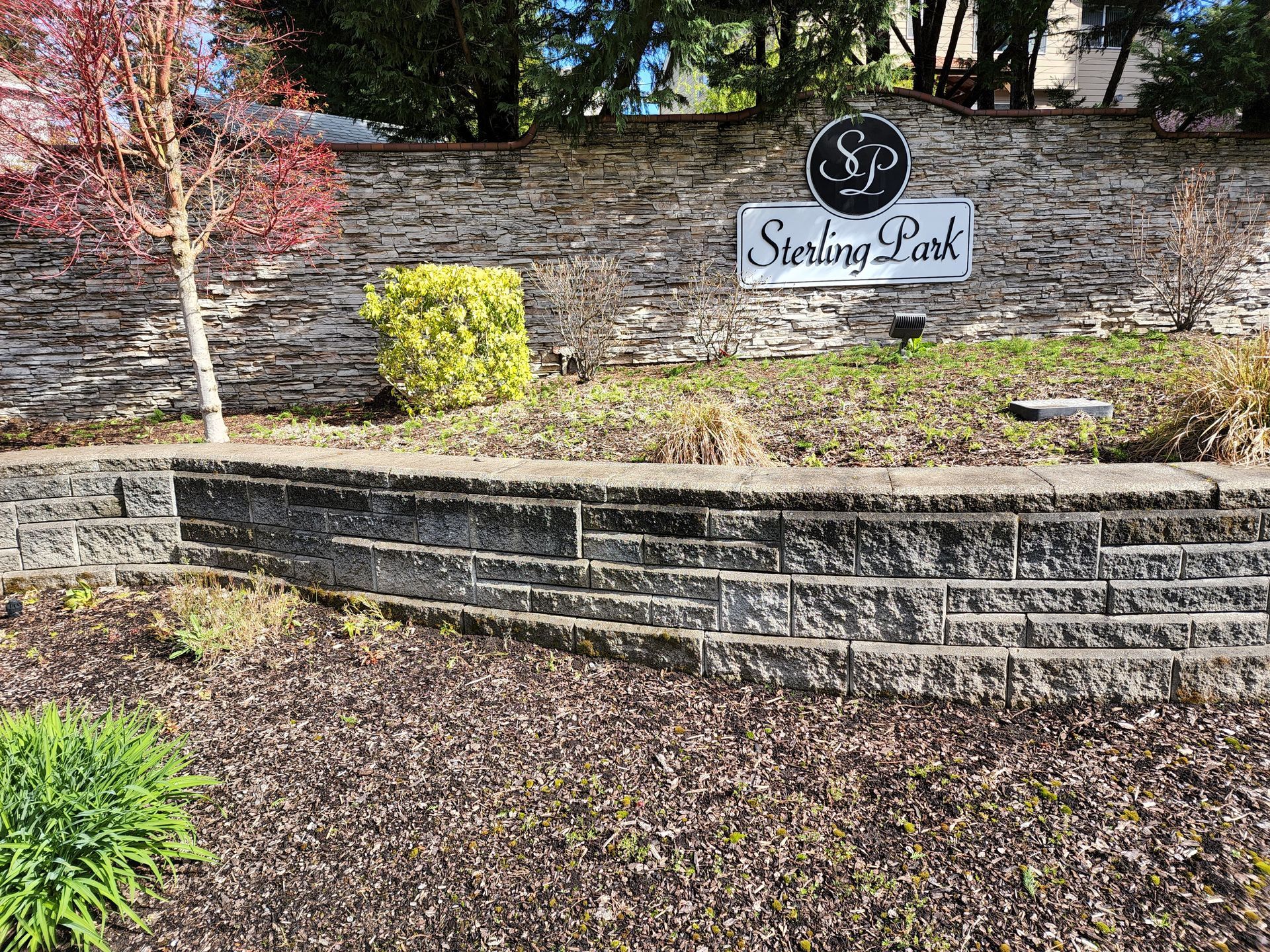 Cleaning a brick retaining wall with eco-friendly hot water pressure washing