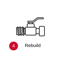 Valve icon labeled “Rebuild” with a red badge showing 4