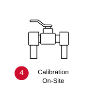 Step 4 icon showing a valve and the text “Calibration On-Site”