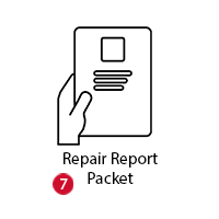 Repair report packet icon with red badge showing 7