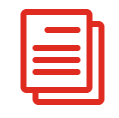 Red outlined stacked document icons with lines, suggesting files or papers