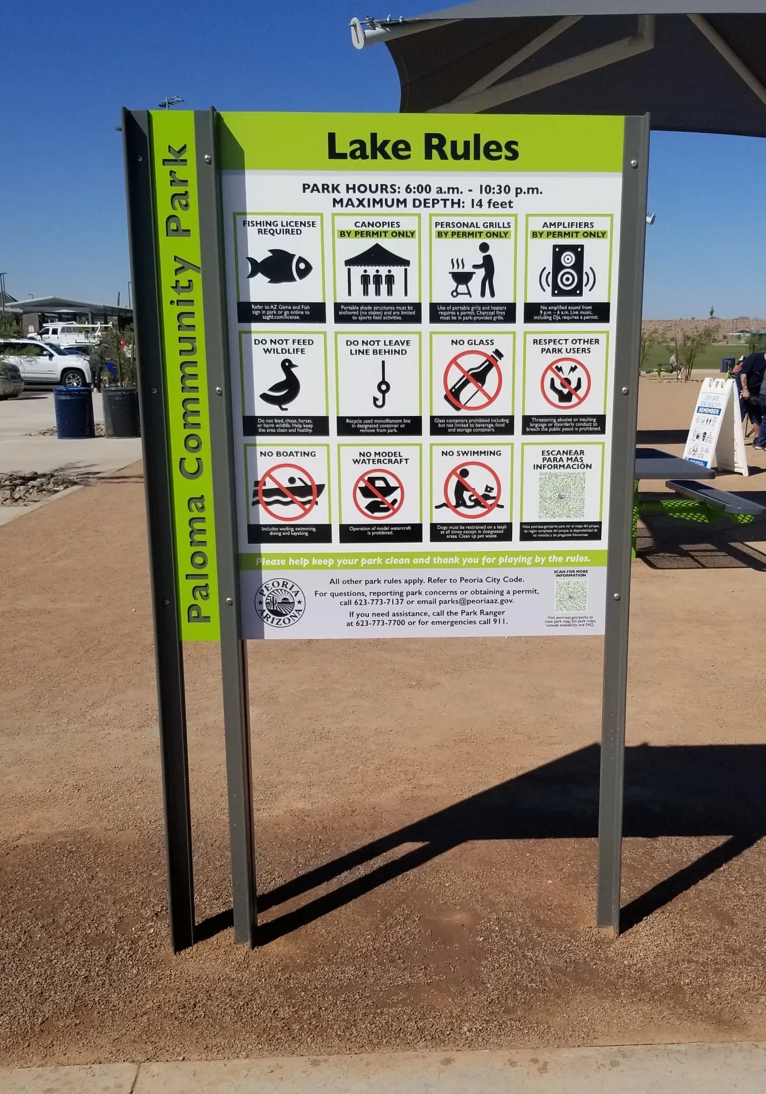 A sign that says lake rules on it