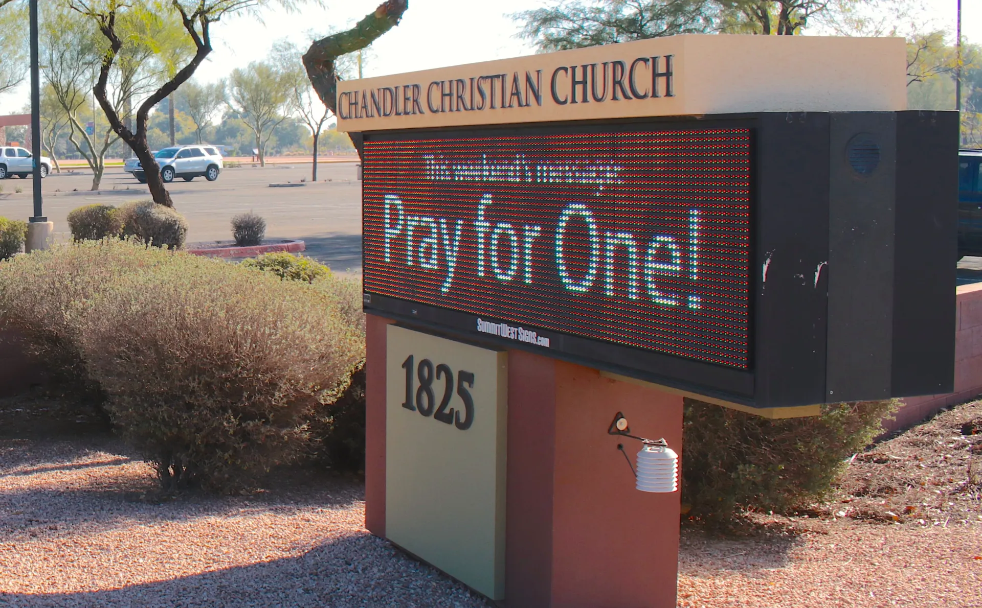 A sign for a church with the number 1825 on it