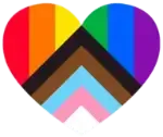 A rainbow heart with a peace sign inside of it.