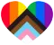 A rainbow heart with a peace sign inside of it.