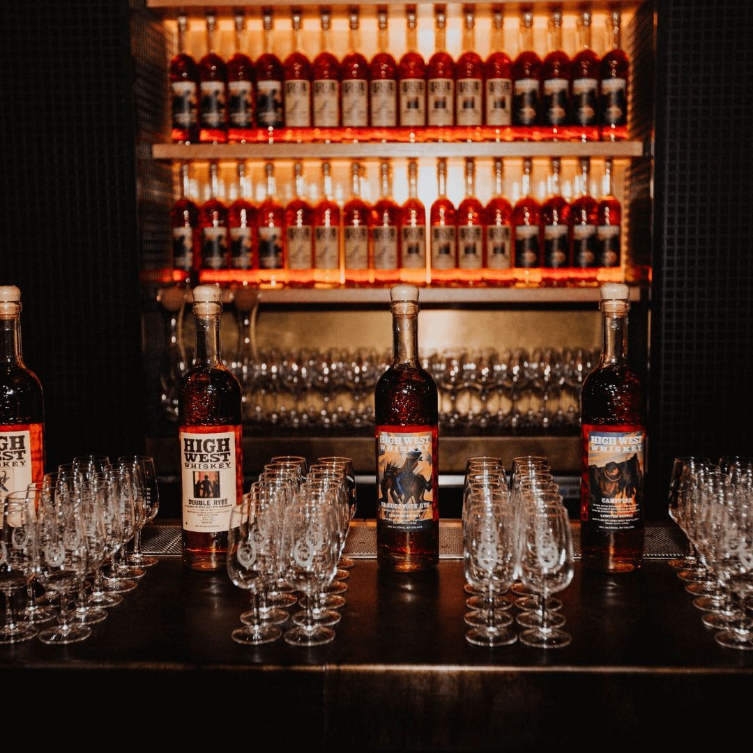 A bar  at High West Distiller ready for a Utah wedding.