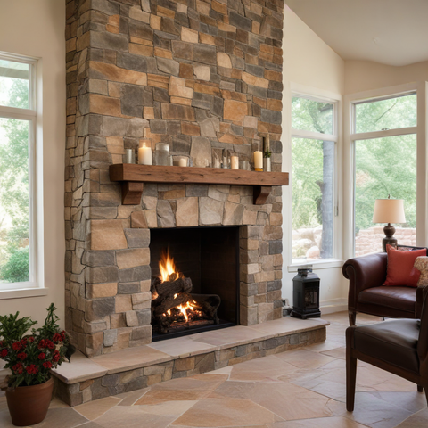 Interior Flagstone Fireplace