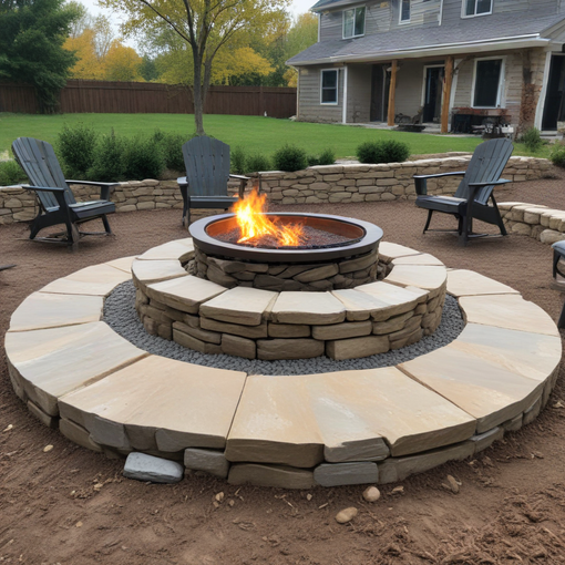 outdoor flagstone firepit