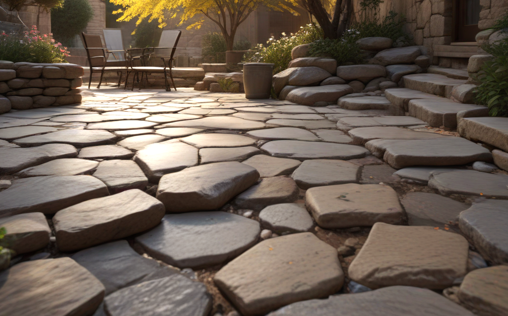 large flagstone patio
